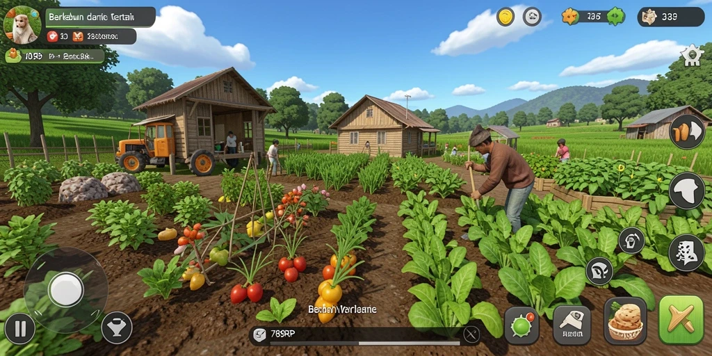 Screenshot gameplay 789RP menampilkan aktivitas bertani yang seru.