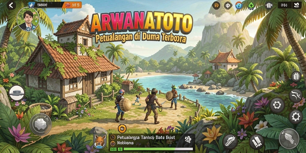 Screenshot gameplay ARWANATOTO yang menampilkan eksplorasi dunia terbuka.