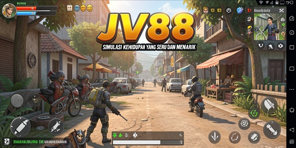 Tampilan gameplay JV88 yang menarik dengan elemen simulasi yang mendetail.