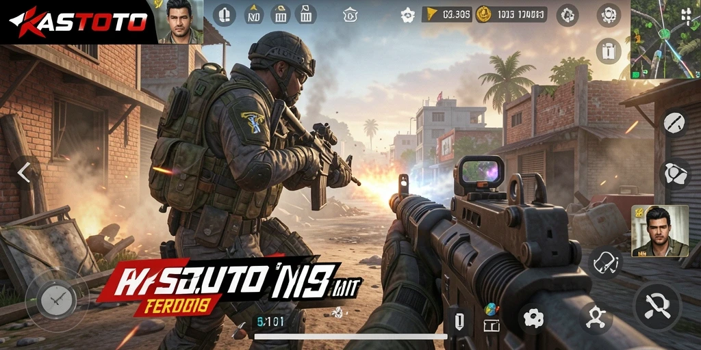 Tampilan gameplay KASTOTO dengan aksi seru di arena pertempuran.