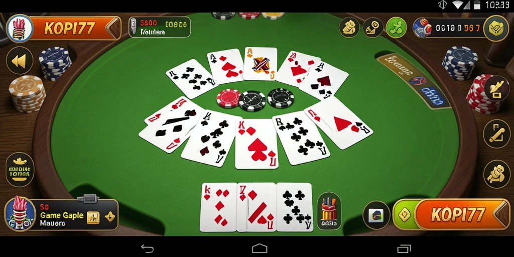 Screenshot gameplay KOPI77 menunjukkan suasana seru permainan Gaple.