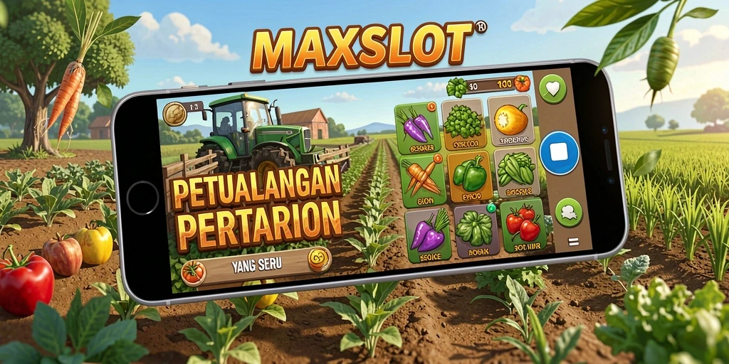 Tampilan screenshot MAXSLOT menampilkan gameplay bertani yang menarik dan berwarna-warni.