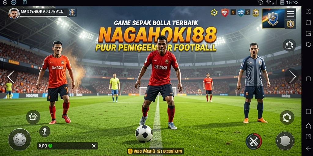 Tangkapan layar utama dari gameplay sepak bola di NAGAHOKI88.