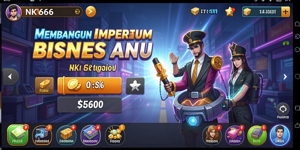 Screenshot gameplay NK666 menampilkan momen intens membangun bisnis.