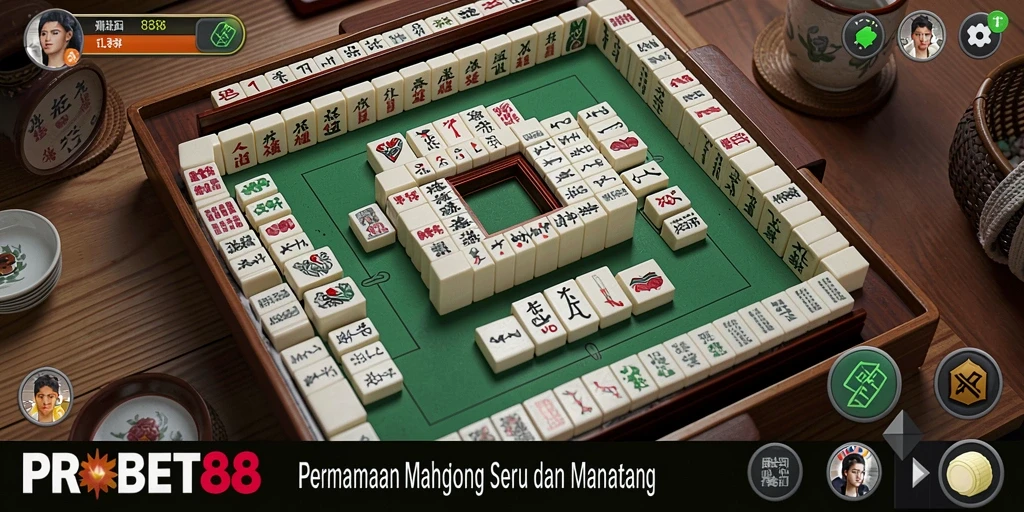 Tampilan dinamis dari gameplay Mahjong yang menantang.