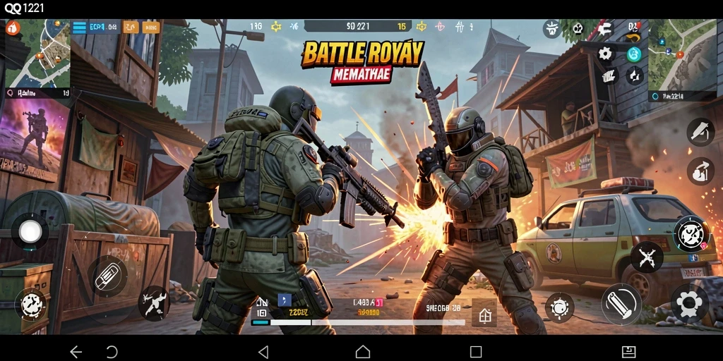 Tangkapan layar dari gameplay mendebarkan dalam QQ1221 Battle Royale.