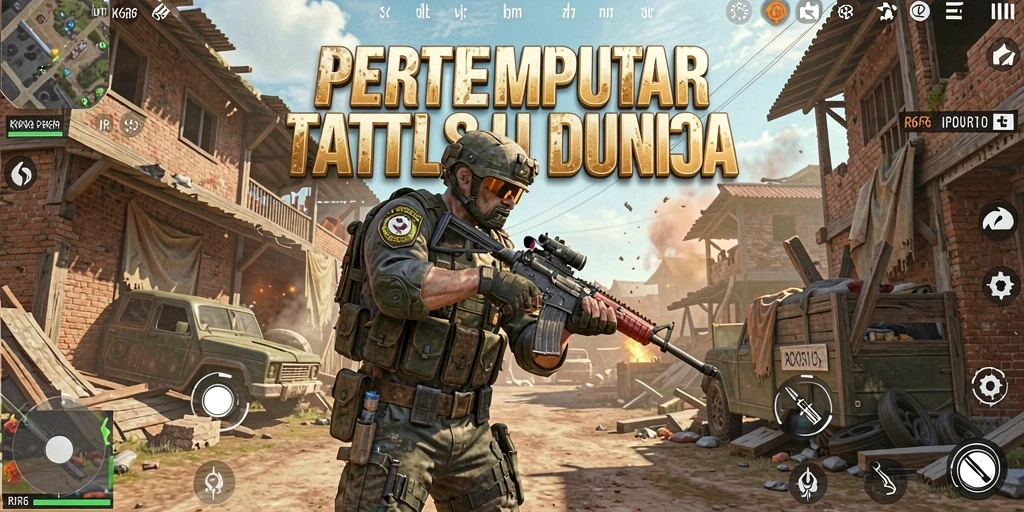 Screenshot gameplay <strong>R6R6</strong> menampilkan pertempuran intens di arena Battle Royale.