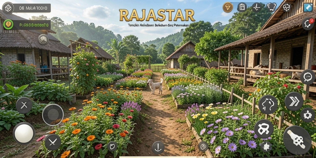 Gameplay RAJASTAR dengan aktivitas pertanian yang seru dan menarik.