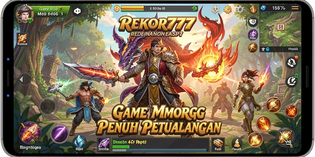 Tangkapan layar utama REKOR777 yang menampilkan aksi pertempuran epik dalam dunia MMORPG.