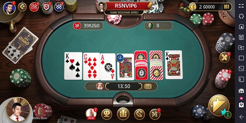 Screenshot RSNVIP6 menampilkan serunya permainan Domino yang kompetitif.