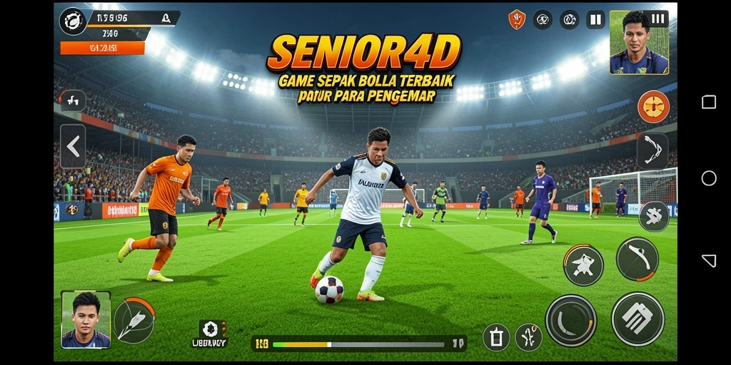 Tampilan aksi seru dalam gameplay sepak bola SENIOR4D.